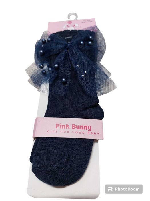 Бебешки 3/4 чорапи ( под коляното) с перли, 0-6 м. и 6-12 м.