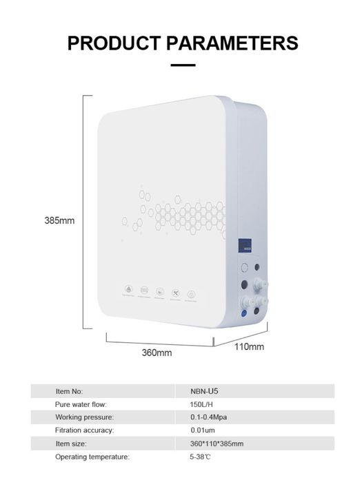5 bosqichli NBN-U5 suv filtri — chuqur tozalash, bakteriya va xlorni s