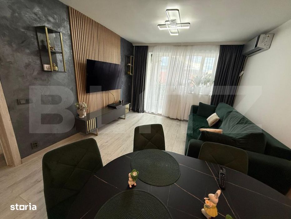 Apartament 2 camere, decomandat, cu balcon, mobilat si utilat, aer con