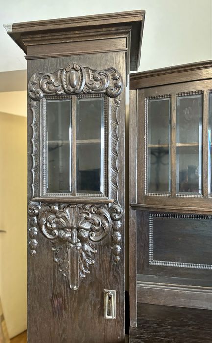 Ретро/винтидж бюфет 2 броя - дърво масив с дърворезба