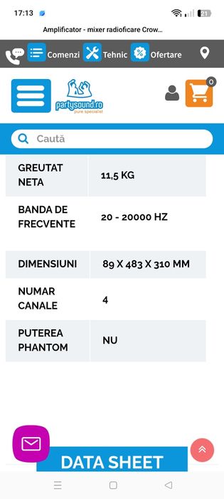 Statie audio CROWN Harman 1160 MA