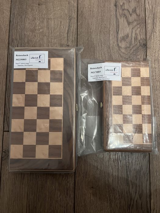 Șah magnet de călătorie din nuc/ arțar dimensiune câmp 19 mm, magnetic