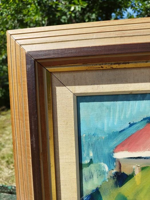 Винтидж скандинавска авторска картина, масло върху платно