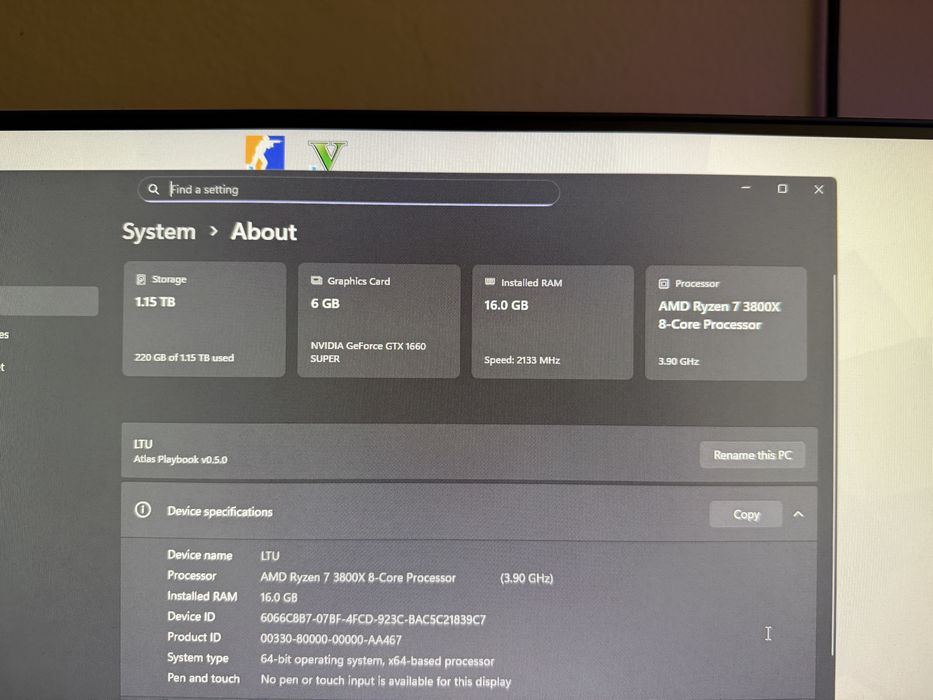 Vand PC AMD Ryzen 7 3800x 4.5 ghz GTX 1660 super 6gb
