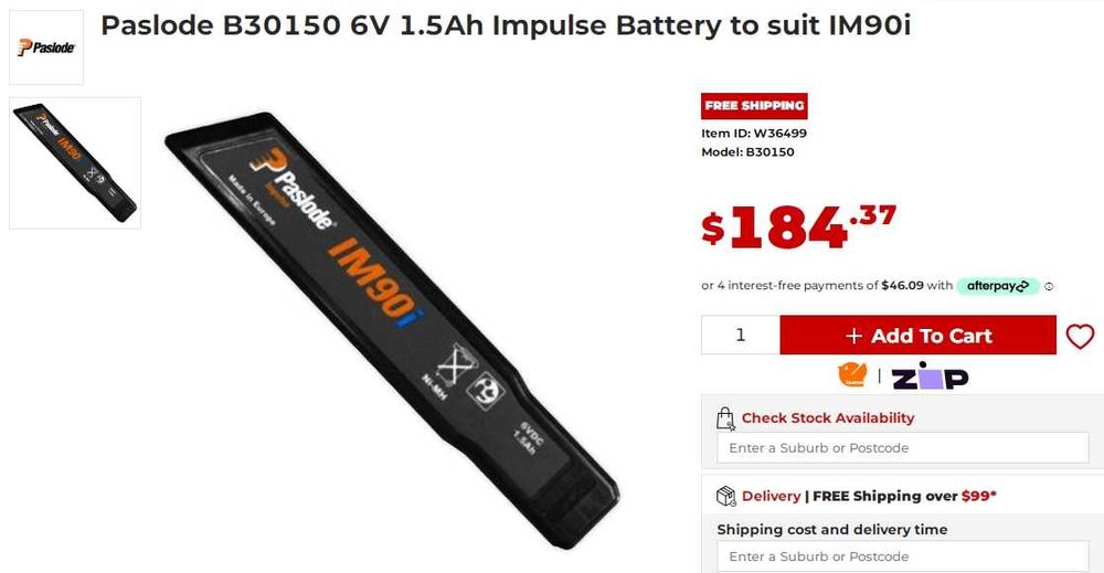 Paslode B30150 6V 1.5Ah - Aкумулаторна батерия за пистолет такер