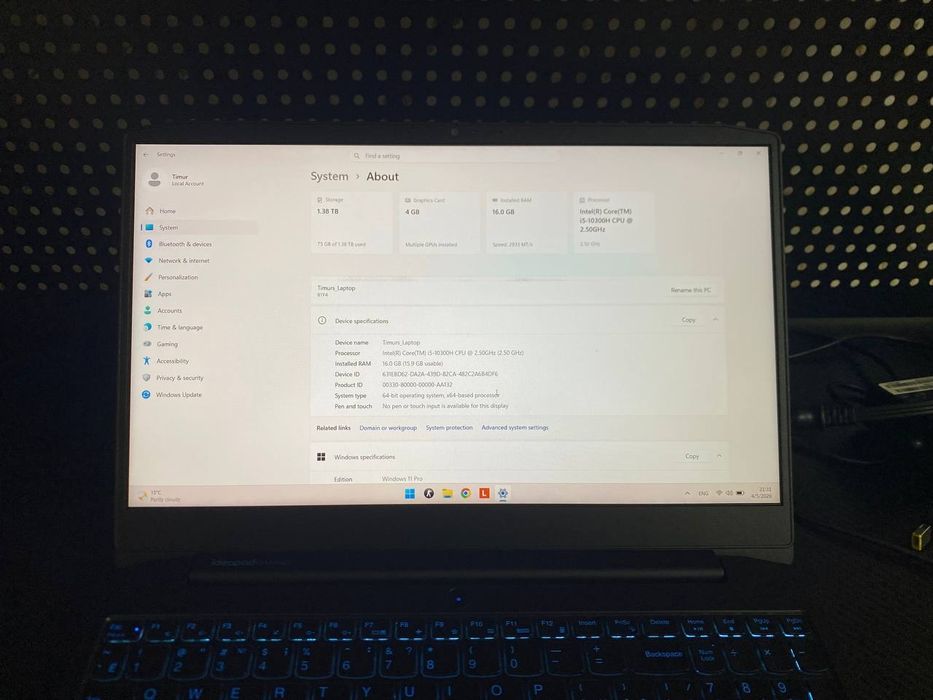 Kuchaytirilgan GAMING 16/1500 GB