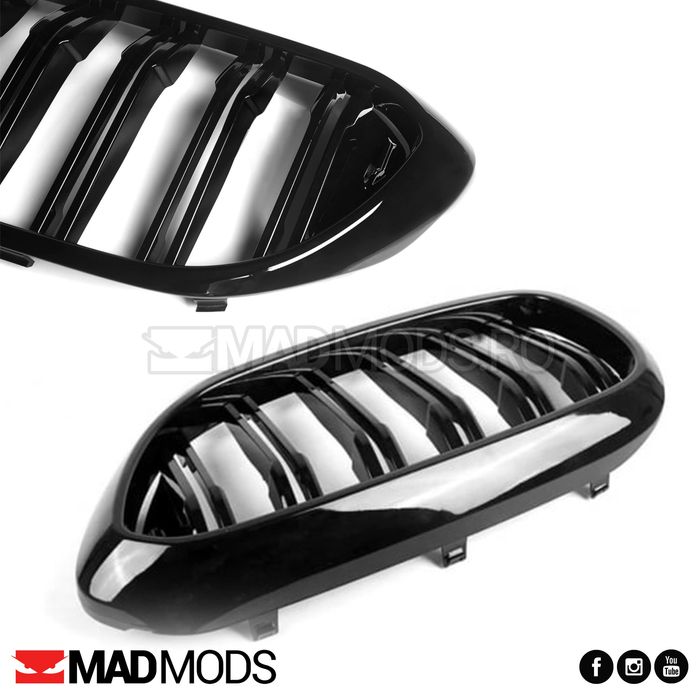 Set grile duble M BMW Seria 5 G30 G31 G38 M5 F90 2017-2020, Negru luci