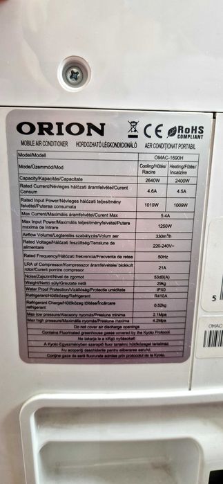 Clima Portabila Orion OMAC-1690H