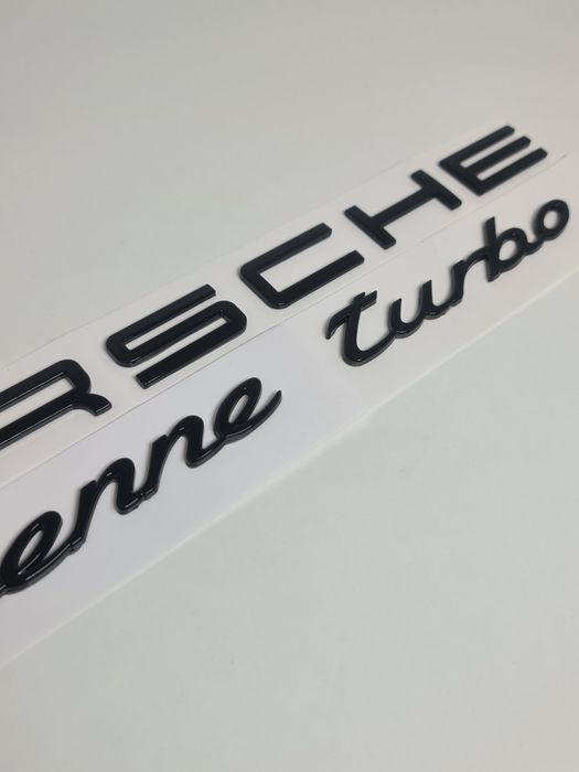 Pachet-Set-Emblema-Sigla-Logo-Stema-Spate-Haion-Porsche-Cayenne-Panamera-Macan-Negru-Lucios-Full-Black-Turbo-4-S-GTS