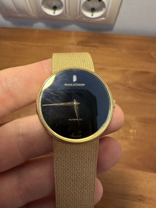 Златен часовник Jaeger-LeCoultre 18 карата злато оникс диаманти верига