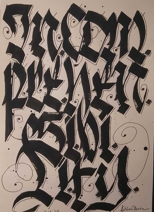 Înscrisuri caligrafice cu tuș ,vopsea ,etc hand made