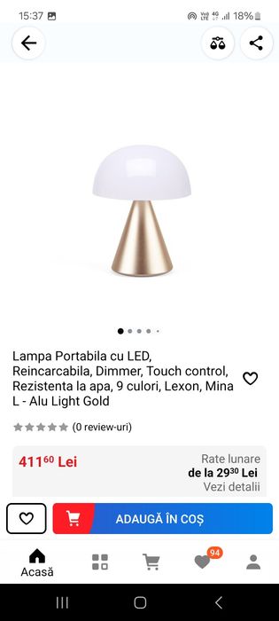 Originale Vand lampa lampi Lexon Mina Mina M Mina L