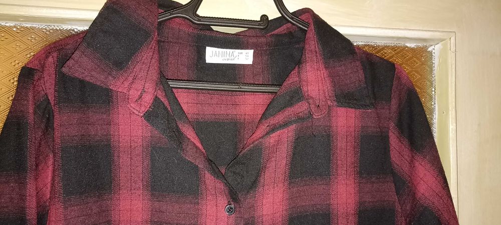 Красива, карирана, дамска, макси туника тип риза на марката-Janina