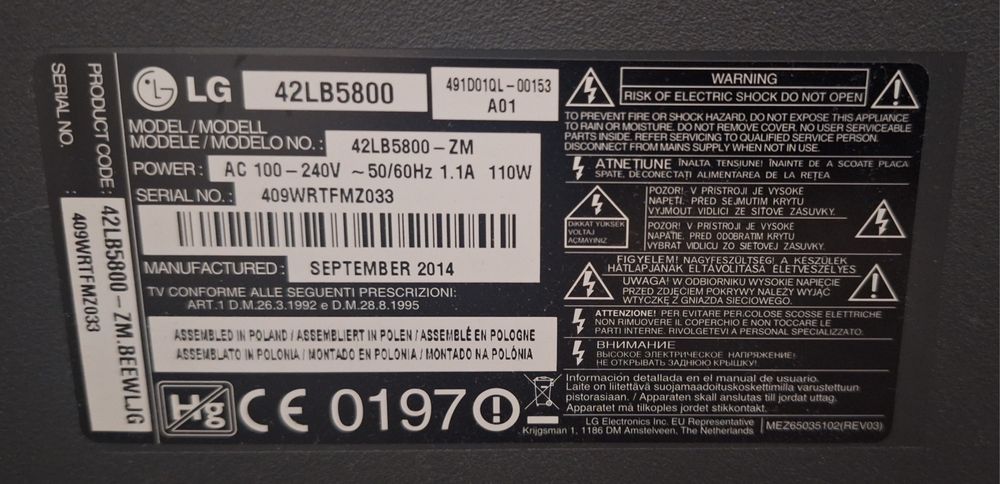 Smart Led  Lg 42 inch 108cm Lg 42lb5800