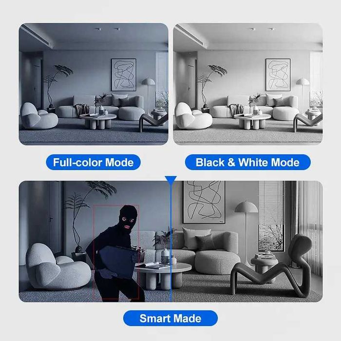 Cameră de interior inteligentă HD 1080P wifi 2.4, Full HD, 2 MP