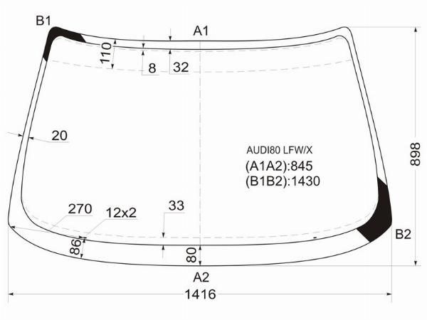 Стекло лобовое Audi 80
