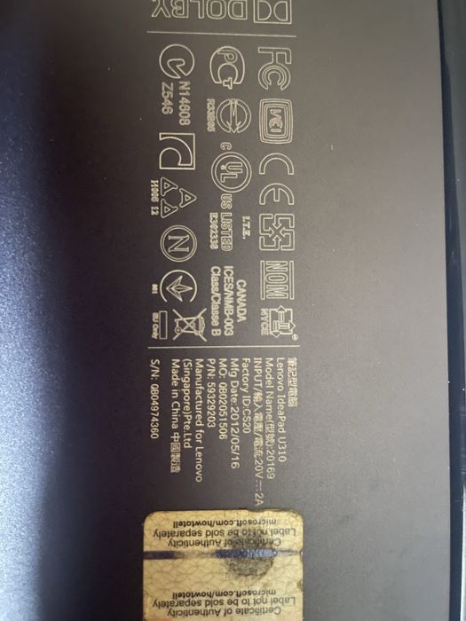 Ноутбук Lenovo Ideapad U310