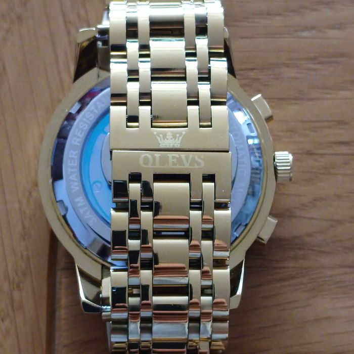 Olevs Автоматик Скелетон,HD Светещ, Календар, Мултифункционален,3 ATM