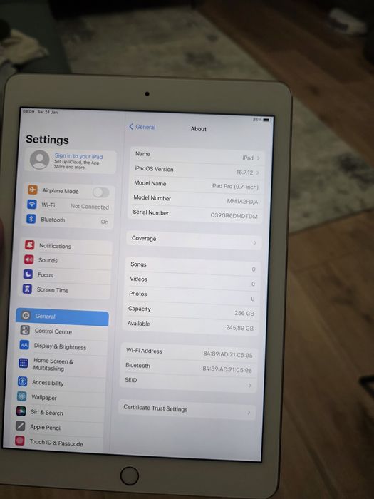 Apple Ipad Pro 9.7" A1673 256gb Baterie 100%!