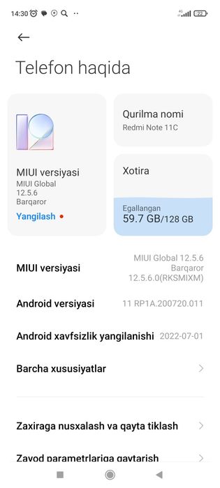 Redmi not 11 c 128gb