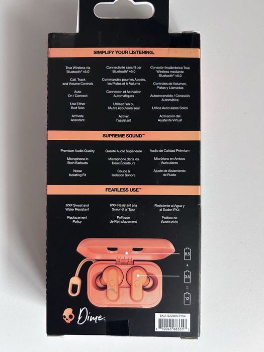 Casti Audio In-Ear, Skullcandy Dime 3 True Wireless, Bluetooth, Orange