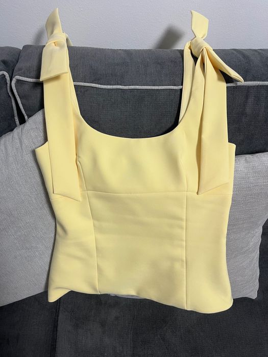 Топ Zara XS с панделки в жълто