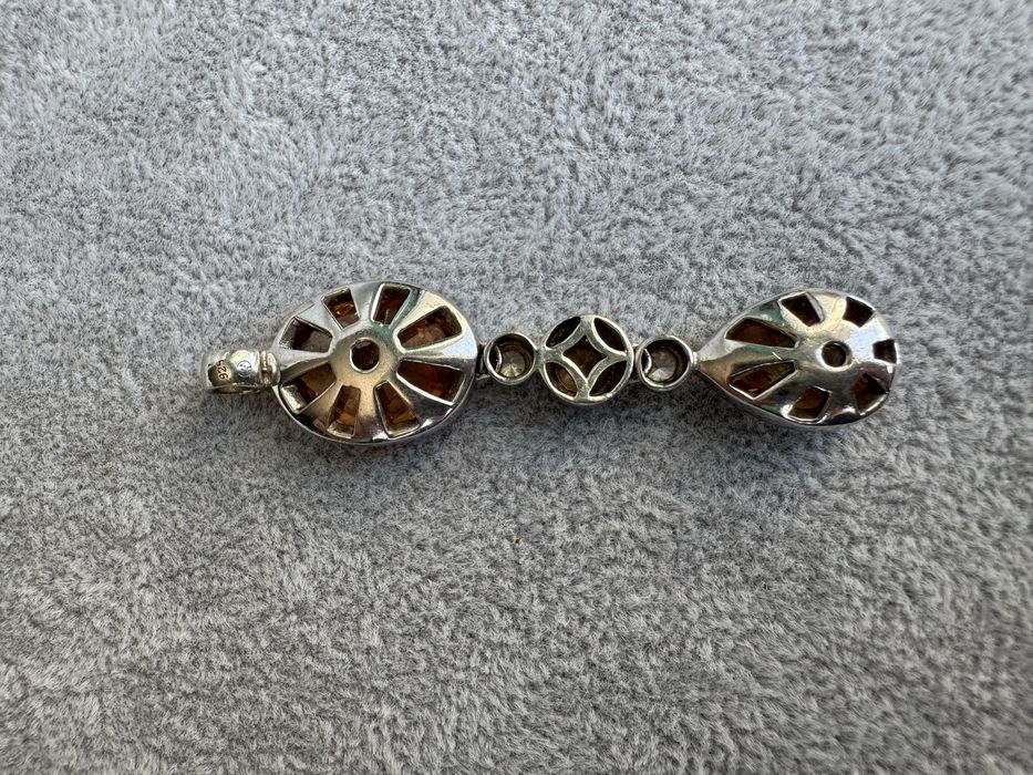 Pandantiv din argint, citrin si cubic zirconia
