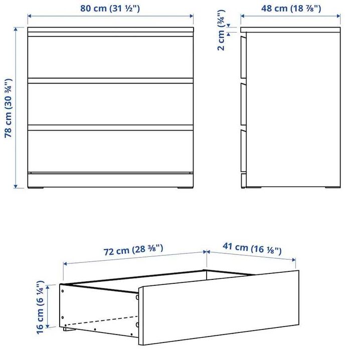 Комод IKEA MALM 80×48×78 см — белый