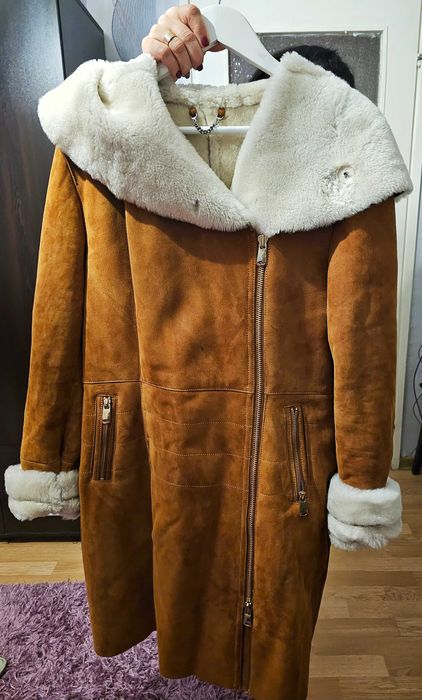 Зимен кожух от естествен велур и вълна