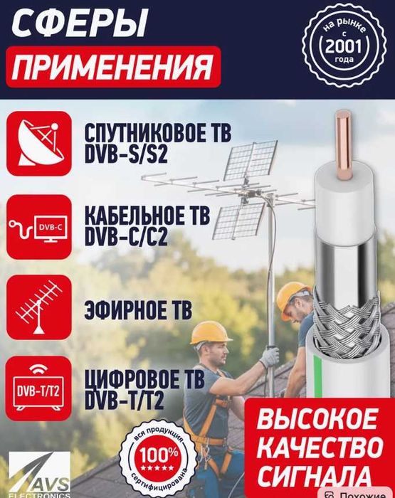 Антенный кабель коаксиальный 5М