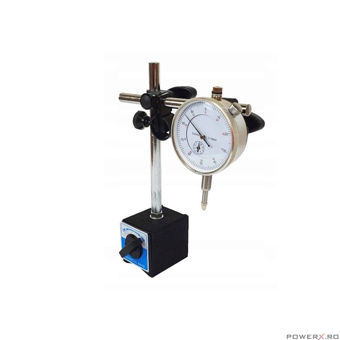 Ceas comparator cu suport magnetic, 0 - 10 mm, Silver