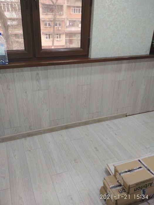 Укладка ламината ёлочкой.