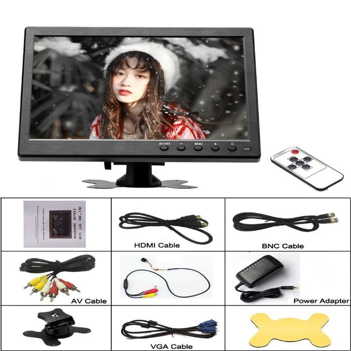 Монитор телевизор 12V за кола камион автомобил 10 инча HDMI VGA USB