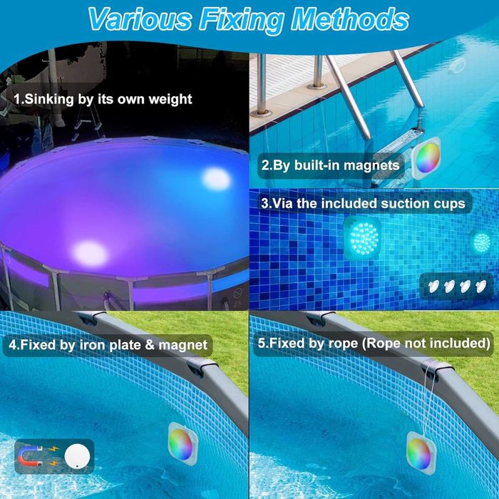 НОВО! LED осветление за басейн, акумулаторно, RGBW, с дистанционно