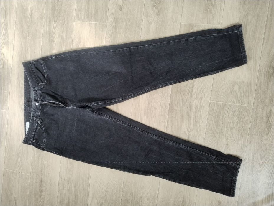 Blugi Zara – Negru spălat / Wash, croială dreaptă (Straight / Mom fit), mărimea 40