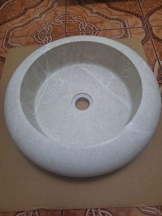 „Lavoar marmură naturală 40 cm pe blat – nou, nemontat”