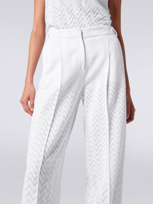 Бял панталон Missoni XS/S прав широк крачол ръб висока талия елегантен