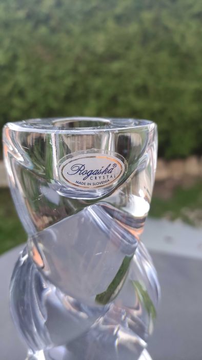 Rogaska Словения два масивни свещника от оловен кристал 1930 г