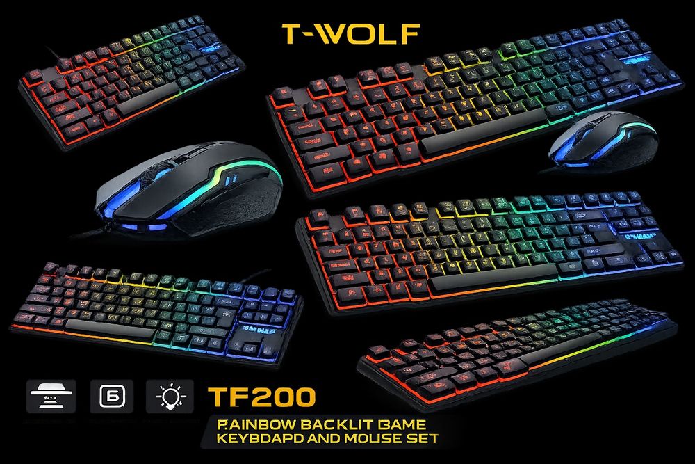 Клавиатура и мышка с подсветкой   T-wolf TF200