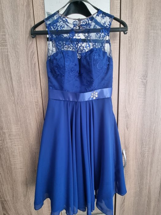 Официална къса рокля в синьо