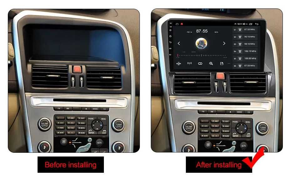 Navigatie Android 14 Volvo XC60 I 2008 -2017 1/8 Gb CarPlay + CAMERA