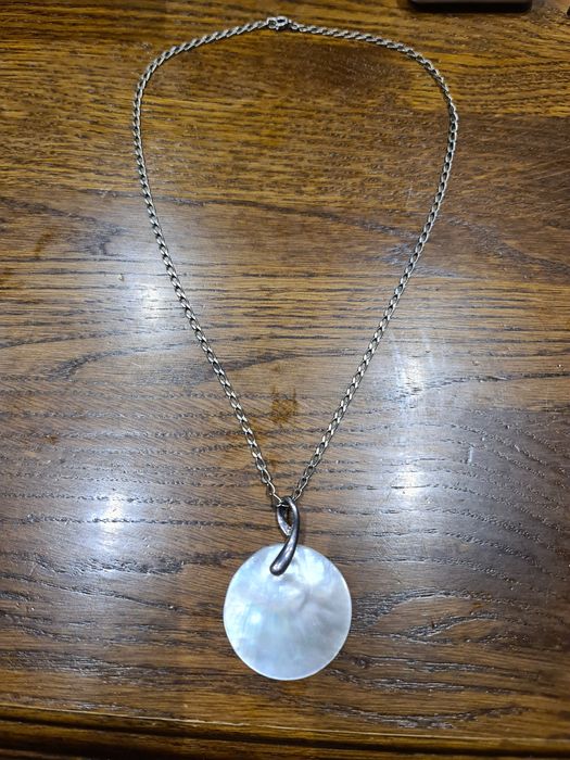 Lant argint vintage 935 pandantiv sidef natural,54 cm,stare perfecta