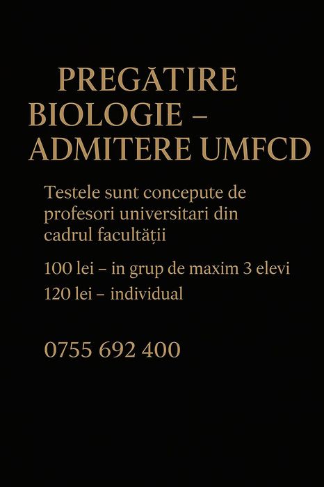 100 lei-Meditații Admitere UMFCD INDIVIDUAL