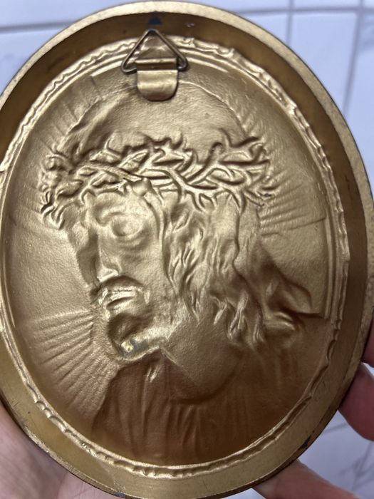 Исус метал пано икона религия релеф, 14 см/ 11 см