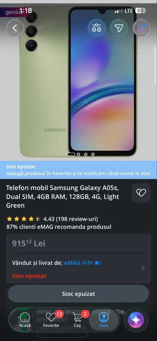 Samsung galaxy A05s aproape nou
