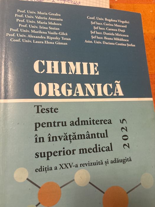 Carte Teste Admitere Chimie organica 2025! Este noua!