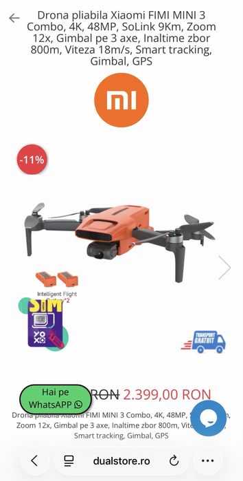 Drona FIMI MINI 3 (DJI mini)