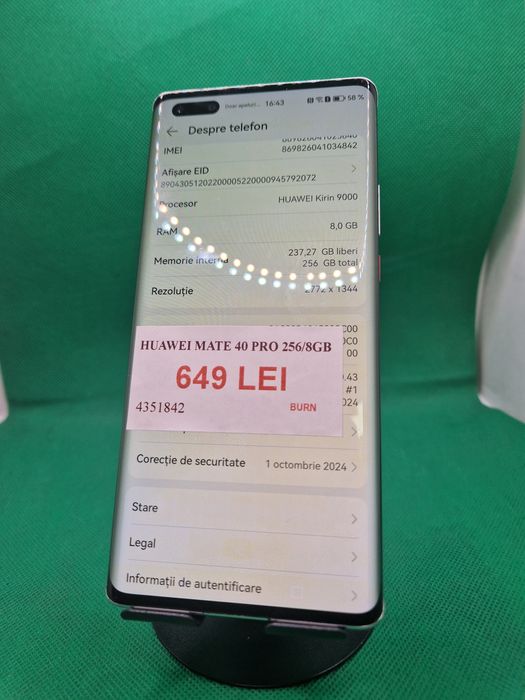 Huawei Mate 14 pro 256/8gb burn display•Amanet Lazar Crangasi•43518