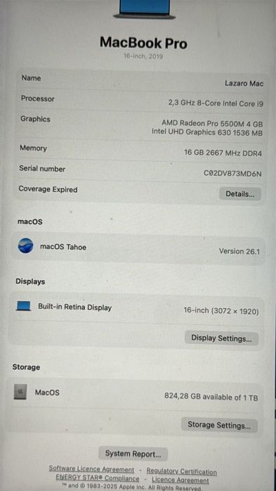 Macbook Pro 2019 16 inch