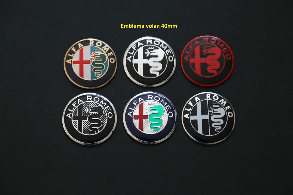 Set 7 embleme sigla stema capace roti volan Alfa Romeo